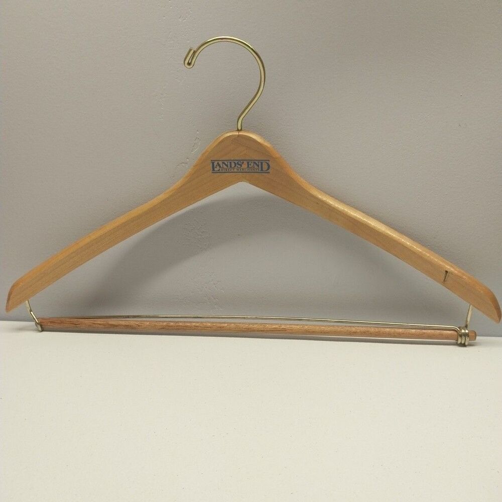 Vintage Lands' End Wood Clothes Hanger Store Display Advertising 17" Swivel Hook